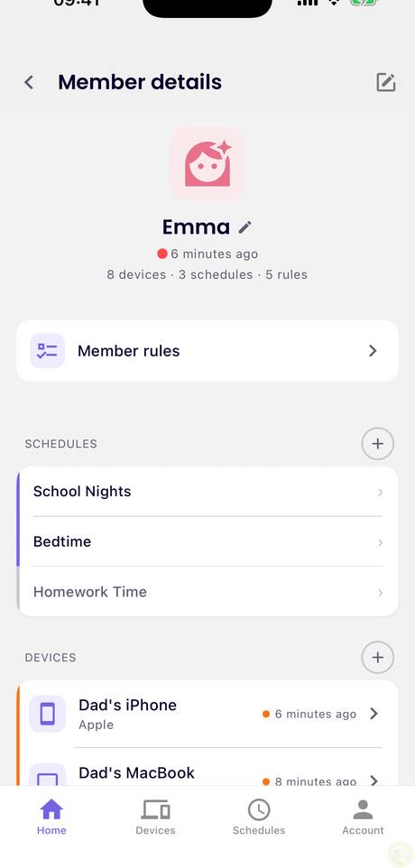 Member details β Member rules sits at the top