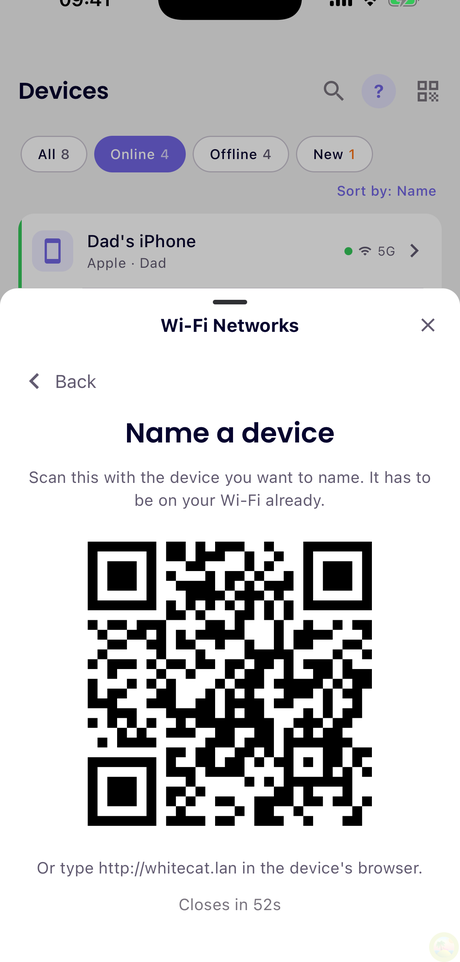 Devices → Wi-Fi Networks → Name a device
